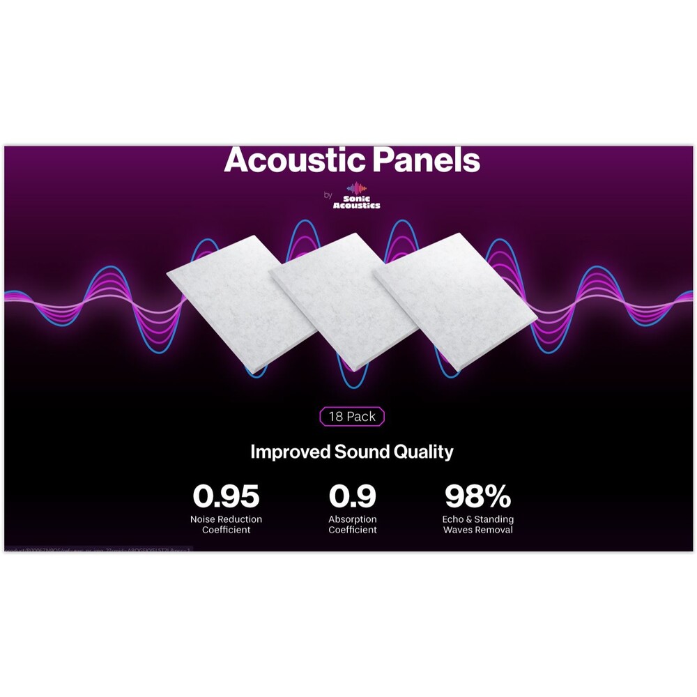18 Pack Acoustic Panels-10"X 6"X 0.4" Self-Adhesive Soundproof Wall Decoration
